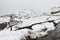 Signposting at Col de la Bonette, snowy Maritime Alps, France