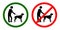 Signs ALL PETS MUST BE ON A LEASH and NO DOGS ALLOWED on white background, collage. Illustration