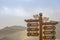 Signs at camel rides, Singing Sand Mountain, Taklamakan Desert,