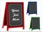 Signs, Chalk board Folding Sidewalk Easels, Red, Green Blue Frames