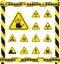 Signs of chemical effects on human, radiation, radiation and explosives in the yellow triangles. Caution. Vector