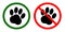 Signs DOGS ZONE AND NO PETS ALLOWED on white background, collage. Illustration