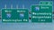 signs for Exit 21 on Interstate70 for Interstate 79 South toward Waynesburg and Morgantown