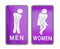 Signs female and male bathroom on white background.