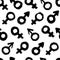 Signs of gender seamless pattern of brushstrokes. Vector monochrome grunge texture from the symbols of Venus and Mars