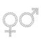 Signs male and female Mars and Venus from abstract futuristic po