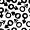 Signs of male gender seamless pattern of brushstrokes. Vector grunge texture from the symbols of Venus and Mars