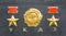 Signs of the Order twice Hero of the Soviet Union Gold Star