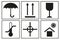 Signs on packaging. Logistic icon for box. Packaging Box Symbols