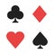 Signs playing cards. Casino isolated signs red black color. Poker signs