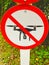 Signs prohibiting drones from flying.