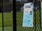 Signs warning about hand hygiene due to covid19 at a cricket sporting pitch