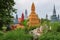 SIHANOUKVILLE CAMBODIA, JUNE 26, 2015: Wat Krom Pagodas old beautiful garden in cemetery on June 26, 2015