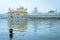 Sikh devotee & x22;Nihang Warrior& x22; taking bath in pond in front of Golden Temple