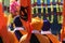 Sikh religion representatives with flags and dresses during the