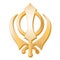 Sikh Symbol, gold, isolated on a white background