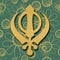 Sikh Symbol Green Golden Floral