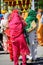 Sikh women with colored dress in the street during religious fes