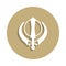Sikhism Khanda sign icon in badge style. One of religion symbol collection icon can be used for UI, UX