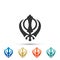 Sikhism religion Khanda symbol icon isolated on white background. Khanda Sikh symbol. Set elements in colored icons