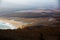 Sikhote-Alin Biosphere Reserve in the Primorsky Territory. Panoramic view of the sandy beach of the Goluchnaya bay and the lake