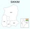 Sikkim map. Highlight Sikkim map on India map with a boundary line. Sikkim political map.