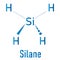 Silane SiH4 molecule. Skeletal formula. Chemical structure