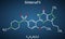 Sildenafil molecule. It is drug for the treatment of erectile dysfunction. Structural chemical formula on the dark blue background