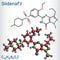 Sildenafil molecule. It is drug for the treatment of erectile dysfunction. Structural chemical formula, molecule model. Vector