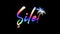Sile. Multicolor gradient bright contrast inscription and palm tree. Transparent Alpha channel.