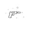 Silenced pistol simple vector line icon. Symbol, pictogram, sign. Light background. Editable stroke