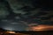 Silent beach at night with starry sky