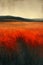 Silent Beauty: A Solemn Scene of Red Flowers, a Lone Tree, and W