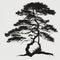 Silent Beauty: Vector Tree Silhouette in Chinese & Japanese Style