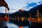 Silent evening and the boats on lake Bled