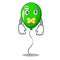 Silent green balloon on character plastic stick