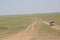 The silent highway in the huge steppe, Ovorkhangai, Mongolia.