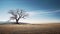 Silent Majesty: A Minimalist Landscape with an Ancient Oak Tree