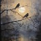 Silent Observers: A Silhouette of Bird Perches on a Branch as Shadows Blanket the Ground