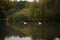 Silent pond in the autumn park.