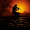 Silent Symphony: A Silhouette of a Musician Playing a Violin Creates Beautiful Shadows