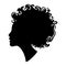 Silhoettes of african american women with curly hair. Beautiful black girls profile