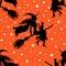 Silhoettes of witches, halloween vector seamless  pattern