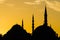 Silhouete of Mosque at sunset.