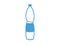 Silhouette of a 1.5 liter plastic bottle on a white background. The outline of the water container is blue