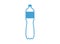 Silhouette of a 1.5 liter plastic bottle on a white background. The outline of the water container is blue