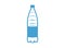 Silhouette of a 1.5 liter plastic bottle on a white background. The outline of the water container is blue