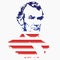 Silhouette of Abraham Lincoln From the Texture of the National Flag of the United States