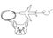 Silhouette of abstract bulldog with plane as line drawing on white