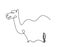 Silhouette of abstract camel with exclamation mark as line drawing